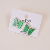Woman's Casual Earring Butterfly Design Green